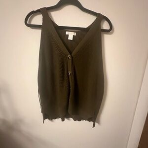 Green Sweater/Cardigan Tank